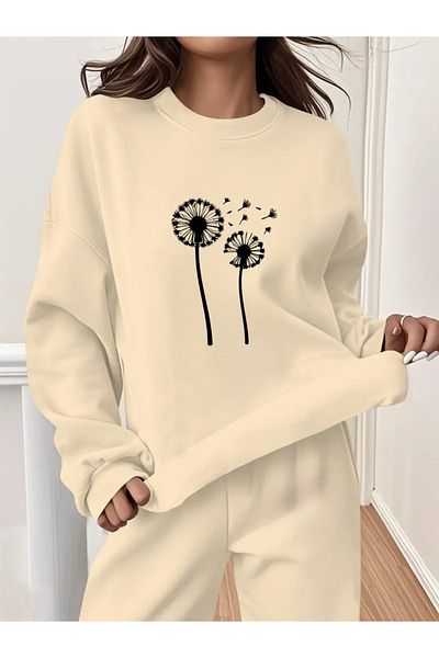 FUFLUNS Crocodile Printed Unisex Oversize Circle Neck Bottom/Upper Tracksuit Set