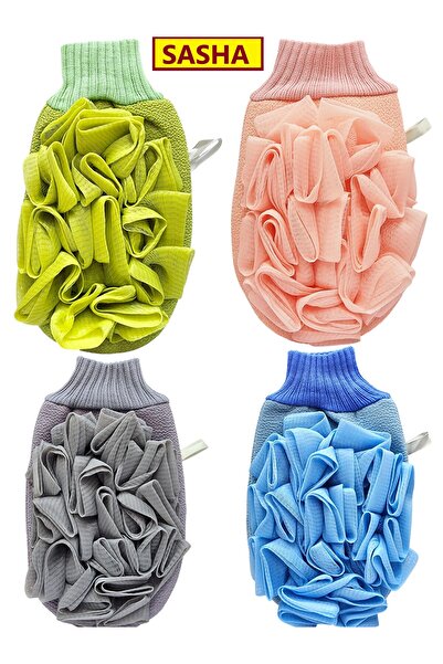 SASHA 4 ليفه استحمام شبكية قفاز حمام لتنظيف وتقشير الجلد وإزالة الاوساخ والده...