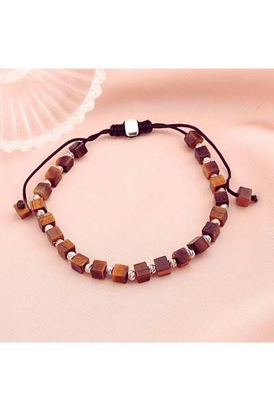 Bijuteria SORELLY Bratara Argint Snur cu Ochi de Tigru si Bile Argint