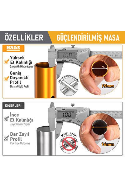 HAEGS Kamp Masası, Güçlendirilmiş Alüminyum Katlanır Piknik Masası, Outdoor Masa 70x70x60cm Gümüş