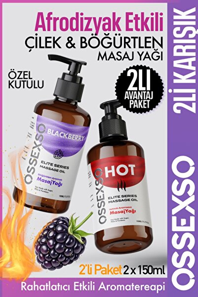 OSSEXSO Yenilebilir Böğürtlen Aromalı ve Isıtıcılı Masaj Yağı – 2’li Avantaj ...
