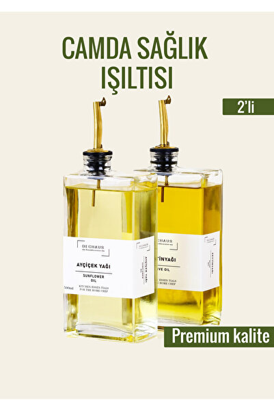 TD HOME طقم أواني زجاجية للزيت مكون من قطعتين - 500 مل، غطاء مانع للتسرب، زجا...