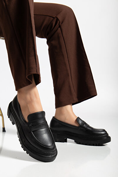 DİORİN Дамски мокасини от черна кожа за ежедневно носене