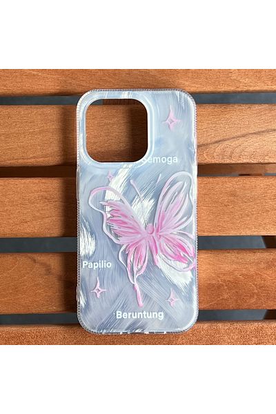 EDELFU Silver Feather Pattern Tiny Bow Back Hard Sides Soft Transparent Case for iPhone 15 Pro