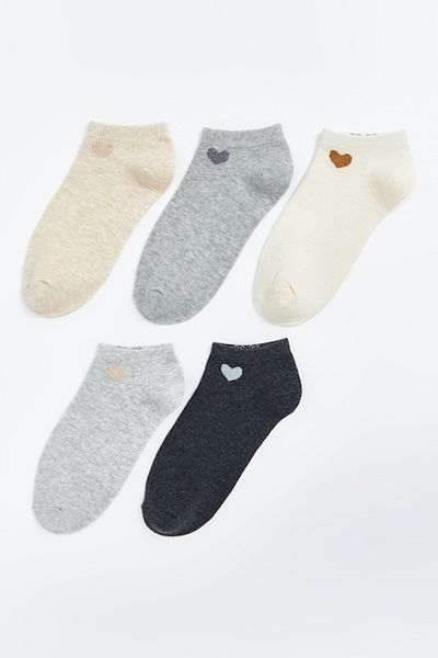 OEM LC WAIKIKI - Set of ankle socks - 5 pairs, ivory white, grey melange, beige melange, size 39-40