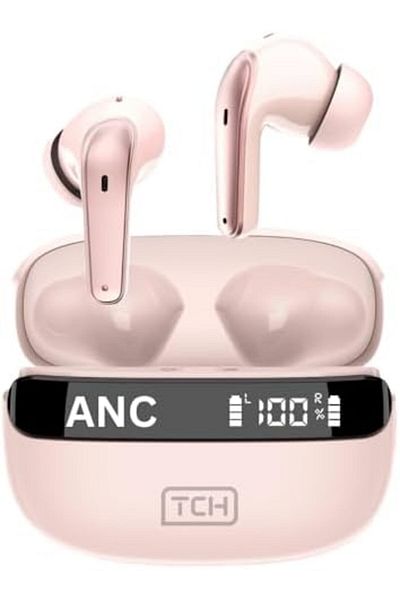 TCH Active Noise Cancelling Bluetooth Earbuds, 13mm Drivers, IPX4 Waterproof, 30H Playtime, Touch Contro