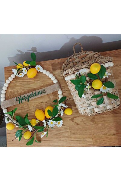 lolipophobi Στολίδι πόρτας με ξύλινες χάντρες με λεμόνι, διακόσμηση, γιρλάντα, δώρο, τεχνητό λεμόνι, δώρο για το σπίτι