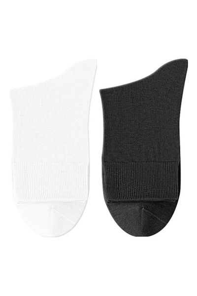 OEM PremierPeds Men's Socks, Business Casual, Cotton, Medium Length, 38-46, 2 pairs, White/Dark Grey