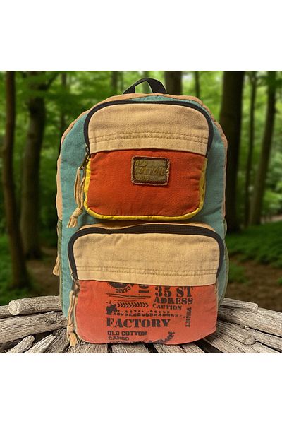 Old Cotton Quality Single Compartment Vintage Design Daily Backpack Travel School Travel Bag Jannie Bag 27 cm X 40 cm