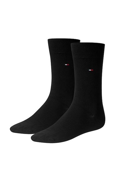 Tommy Hilfiger , Set of long socks with embroidered logo - 2 pairs, Black, Size 47-49