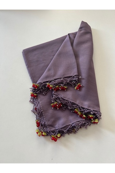 GÜNBATILI Handmade Cherry Embroidery Writing Edge Beaded Cheesecloth Handcraf...