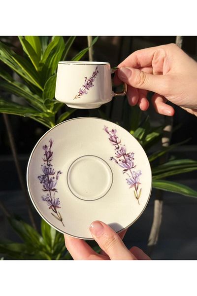 Onedekor Set of 6 Porcelain Coffee Cups Flore