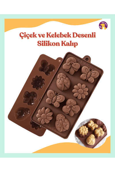 SİLİKON Çiçek ve Kelebek Desenli Kalıp (İthalat ürünü)