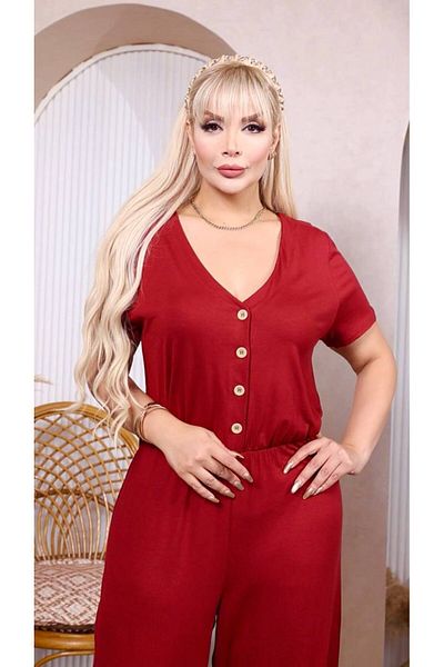 garajmood Navy Blue Button Detailed Women's Jumpsuit