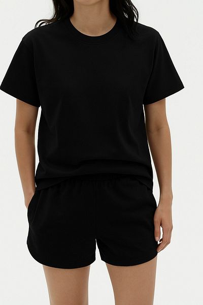 HAKKE piped shorts t-shirt set