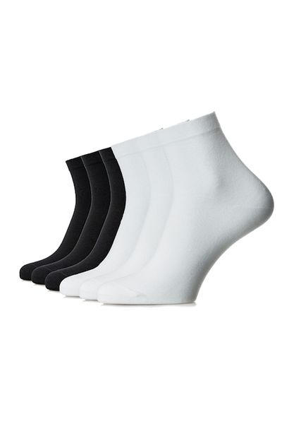OEM Set 6 medium-length combed cotton socks without seams, black-white, size 39-41