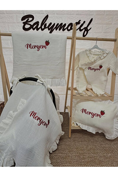 babymotif İsimli 4 Kat müslin bebek Tulum Şapka battaniye Puset örtüsü ve yas...