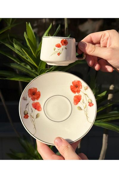 Onedekor Set of 6 Porcelain Coffee Cups Sienna