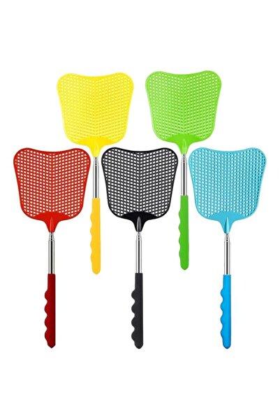 Generic مضرب ذباب من فيليجو، 5 قطع، مضرب ذباب بلاستيكي، مضرب ذباب تلسكوبي، مع...