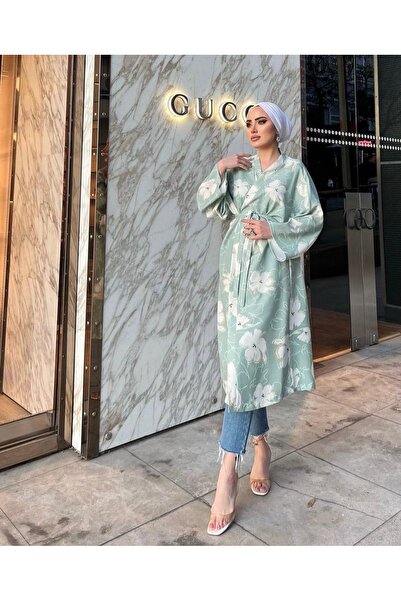 DYCboutiq Çiçek Detaylı Uzun Bağlamalı Kimono