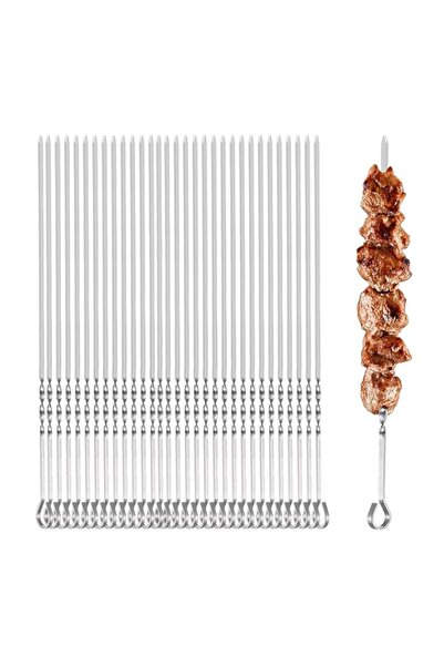 Generic 30pcs Kebab Skewers,Metal Skewers for Kabobs Stainless Steel Flat Lon...