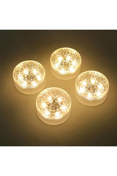 Generic Excefore 4-Pack LED Solar Ice Cube Lights, Warm White Waterproof Solar Pathway Lights, Eco-Friendly