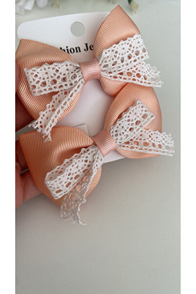 Kirpi toka Cream Onion Peel Double Hair Clip for Girls