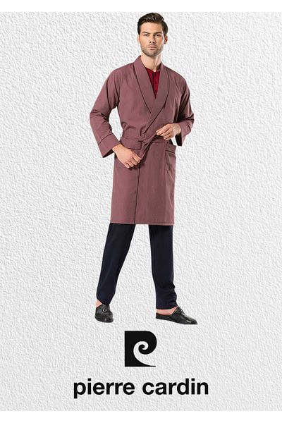 Pierre Cardin Men's 5 Piece Robe & Long Sleeve - Short Sleeve Pajama Set (2 Socks Gift)