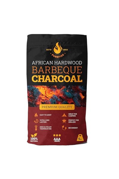 Generic فحم طبيعي من بيور فاير، وزن ٥ كجم | ١٠٠٪ خشب صلب، حرارة عالية، نسبة ر...