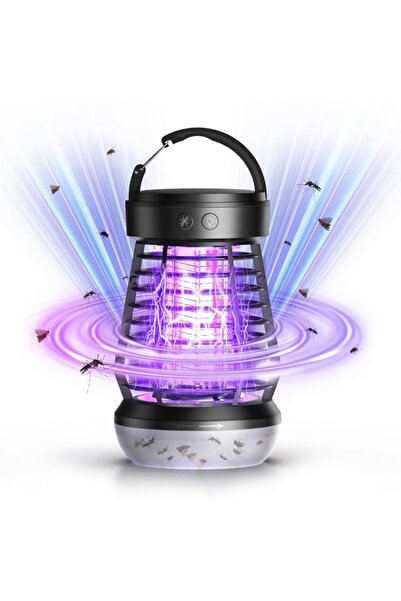 Generic مصيدة حشرات كهربائية خارجية 3 في 1 مزودة بإضاءة LED للتخييم لمدة 16 س...