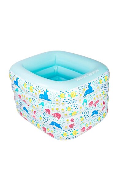 Generic حوض سباحة مربع قابل للنفخ على شكل دكتور دولفين، 115 × 95 × 70 سم، للأ...