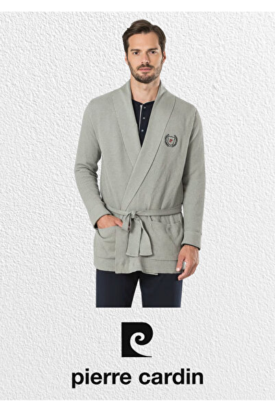 Pierre Cardin Erkek 5 Parça Triko Robdöşambr & Yazlık - Kışlık Pijama Takımı & Deri Terlik (2 Adet Çorap Hediyeli)