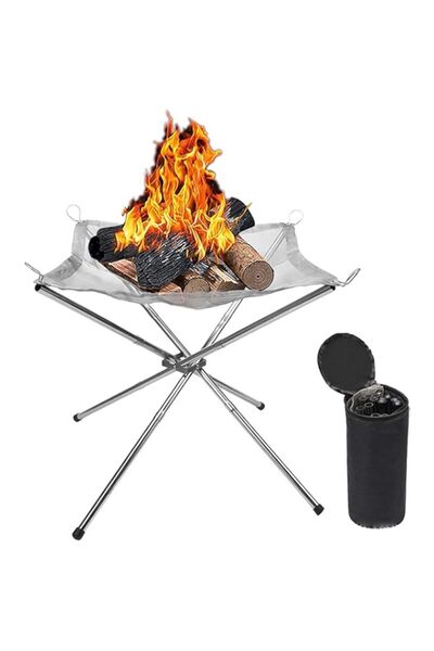 Generic موقد نار خارجي محمول من YKM مزود بمدفأة حطب مع طاولة شبكية من الفولاذ...