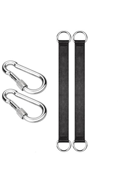 Generic مجموعة أحزمة تعليق أرجوحة الشجرة الخارجية السوداء مع حلقتين تثبيت، أر...