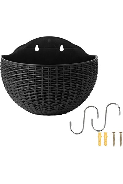 Generic مجموعة من أواني النباتات المعلقة بتصميم من الخيزران الصناعي، حاملات ن...