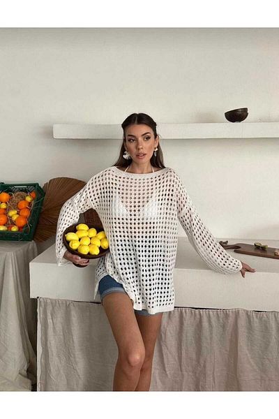 Bracha Gâtul caiac cu model ajurat cu mânecă lungă Tunica confortabilă
