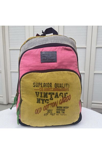 Old Cotton Quality Colorful Vintage Design Backpack Travel School Travel Bag 30 cm X 42 cm
