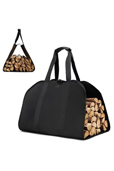 Generic حامل حطب من القماش من Azonee، حقيبة محمولة لحمل الحطب، وحزام حمل خشبي...