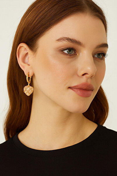 LOVELOTUS Earring Tree Jasper Natural Stone Caged Heart Steel Hoop Earring