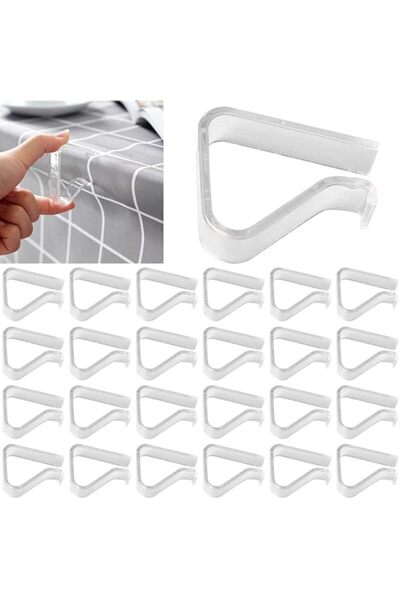 Generic 24 قطعة من مشابك مفرش الطاولة الشفافة، مشابك مفرش طاولة بلاستيكية، حا...