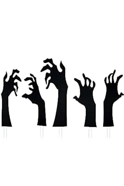 Generic لافتة فناء BrainGiggles السوداء المرعبة، 5 قطع، مع أوتاد، لتزيين الحد...