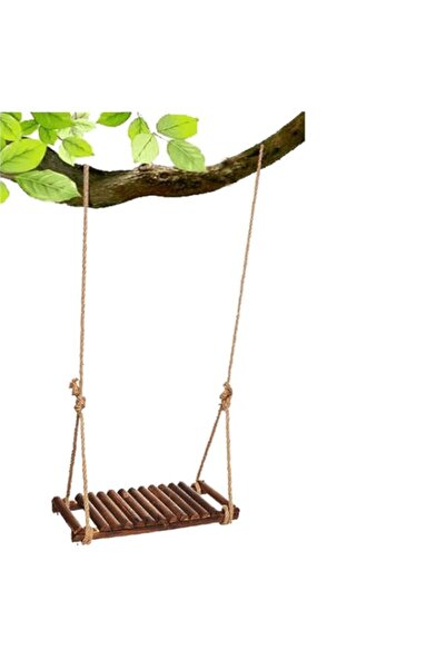 Generic مقعد أرجوحة خشبي من LINGWEI مع حبل تعليق قابل للتعديل، كرسي أرجوحة خش...