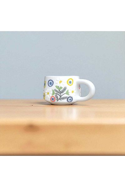 Home Ceramic Handmade Daisy and Evil Eye Beaded Mug