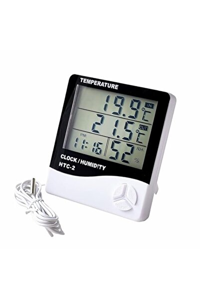 Generic جهاز قياس درجة الحرارة والرطوبة الرقمي SKEIDO HTC-2 بشاشة LCD وساعة و...
