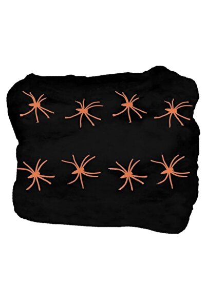 Generic شبكة عنكبوت سحرية للحفلات الهالوين باللون الأسود مع 12 عنكبوتًا 300 جرام