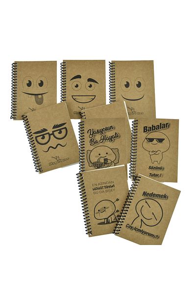 Srctech Set of 6 Notebooks 10 X 14 cm 2 Checkered + 4 Lined Notebooks Kraft Cover Spiral Notebook 40 Sheets