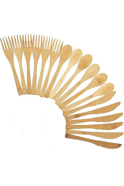 Generic Tazweeq 18 Piece Reusable Bamboo Cutlery Set, Bamboo Cutlery Set, Bam...