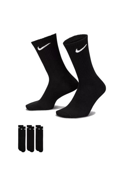 Nike SX7676-010 Unisex Sports Socks, 42-46L, Dri-Fit Technology, Black, 3 Pairs