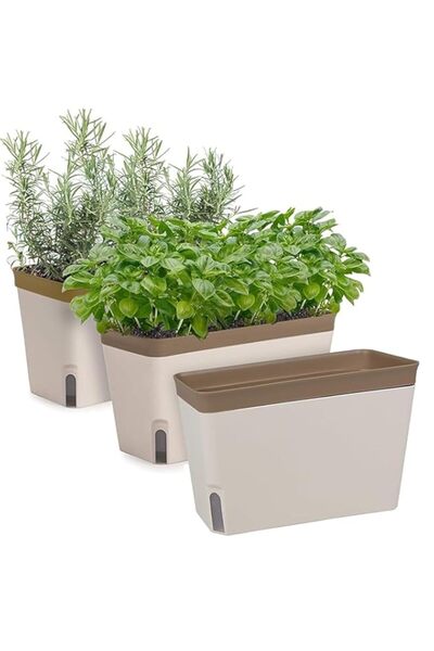 Generic HIHIDAY 3 قطع من أواني الزراعة ذاتية الري وصندوق النافذة للنباتات الد...