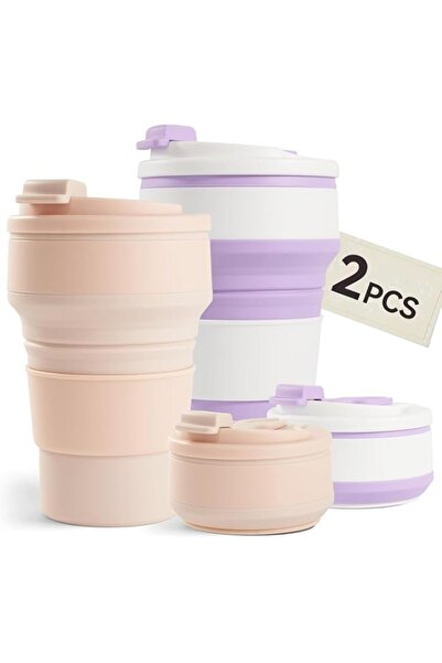 Generic كوب قابل للطي من YelaJoy، قطعتين، للسفر، كوب سفر قابل للطي من السيليك...